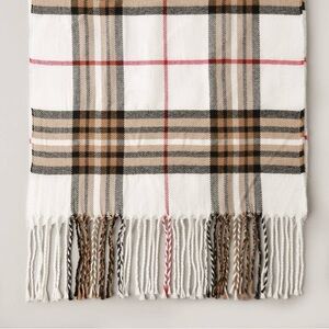 Festive Tartan Muffler Scarf in Ivory